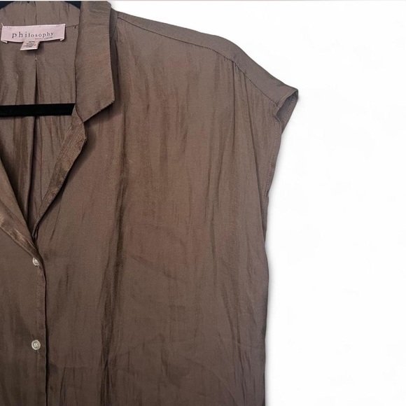 Philosophy Brown Sleeveless Button Front Blouse Women’s Medium Flowy - Picture 4 of 7